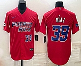 Mens Puerto Rico Baseball #39 Edwin Diaz Number 2023 Red World Baseball Classic Stitched Jersey